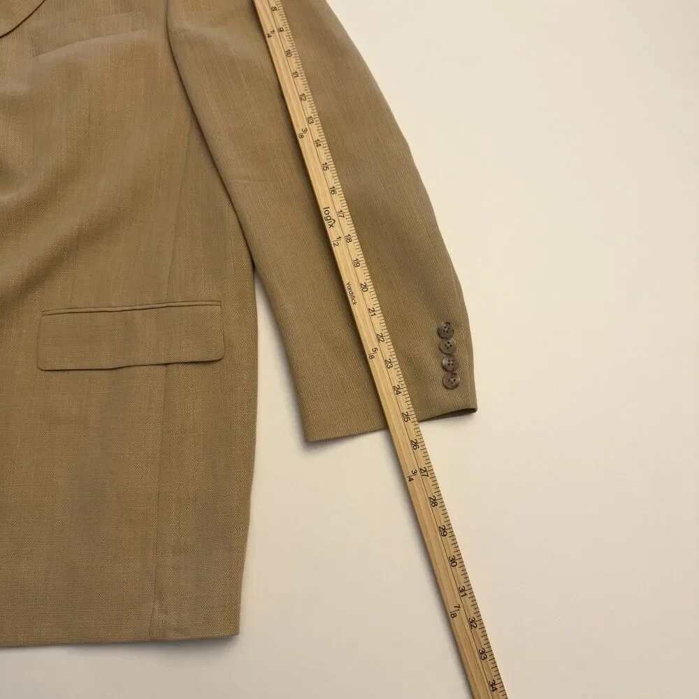 Vintage Burberry London Mens 50S Tan Wool Sport Coat Blazer USA Made